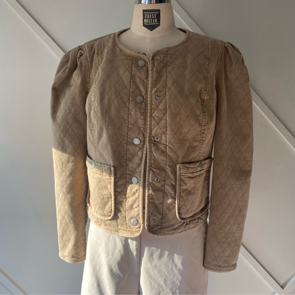 Veronica Beard Camilla Quilted Jacket Tan - S - Picture 3 of 14